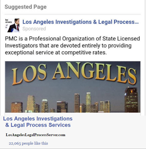 Facebook Process Server Los Angeles California